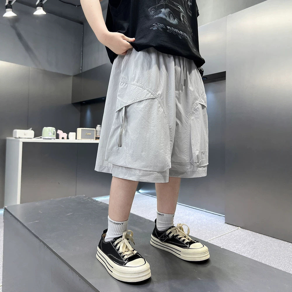 Casual Cargo Shorts for Boys Lightweight Mid-Length Pants Kids