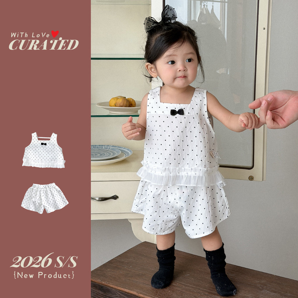 Polka Dot Outfit Loose Shorts Lightweight Wide Strap Tank Top for Girls Summer Clothes