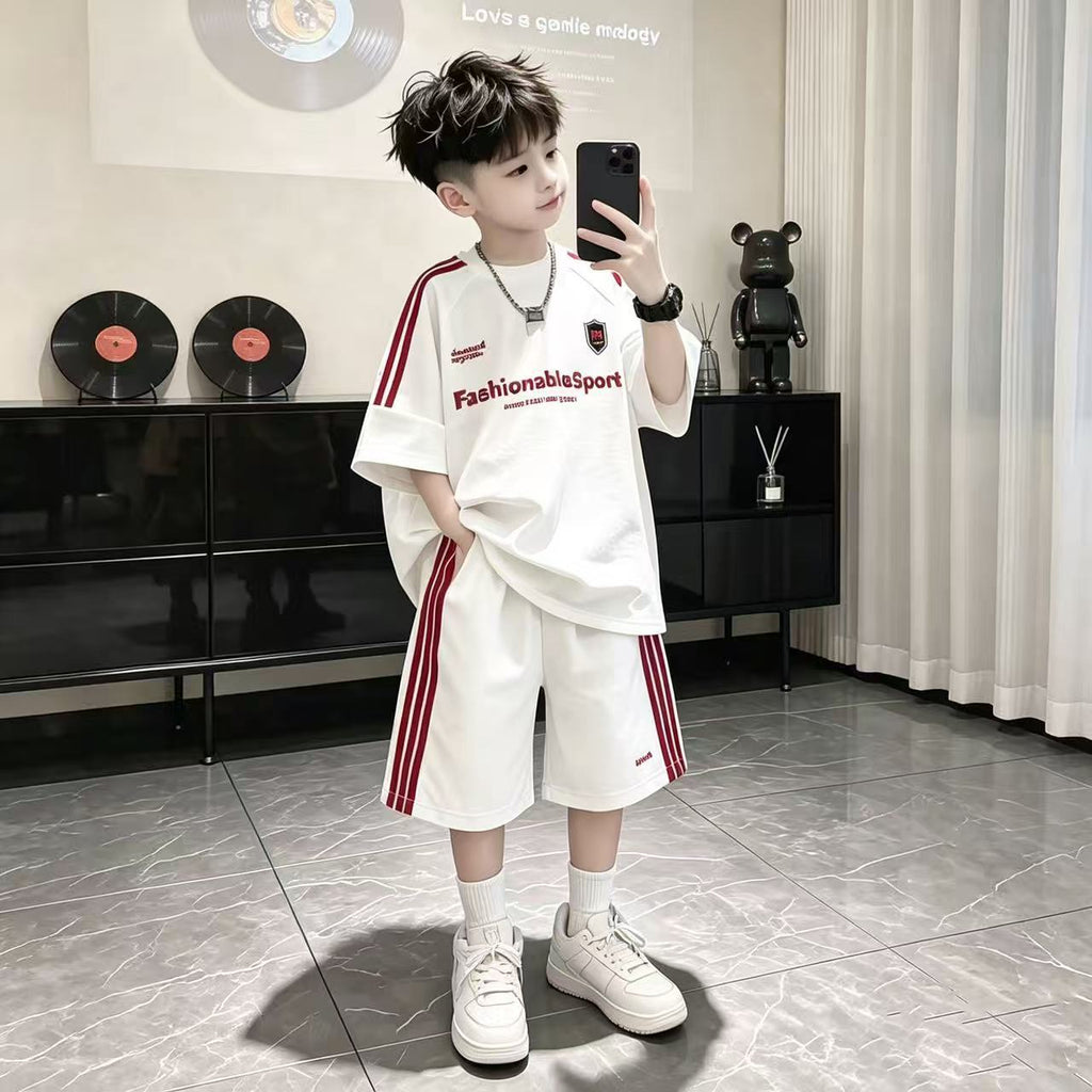Boy's Set Casual Sporty Street Style Short Sleeve and Shorts for Kids