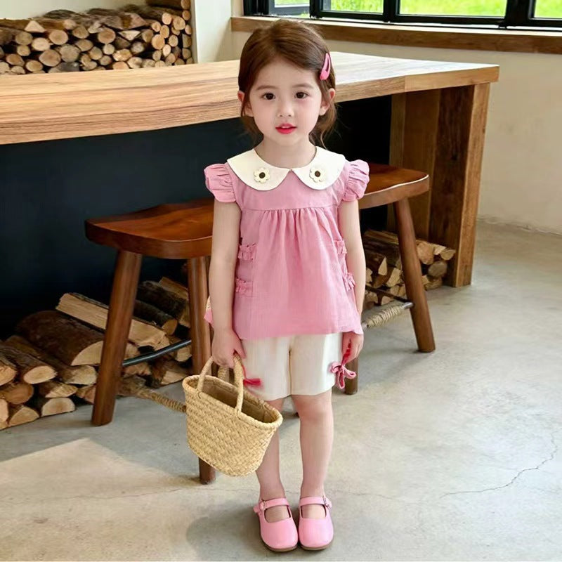 Girls' short sleeved two-piece set for small and medium-sized children