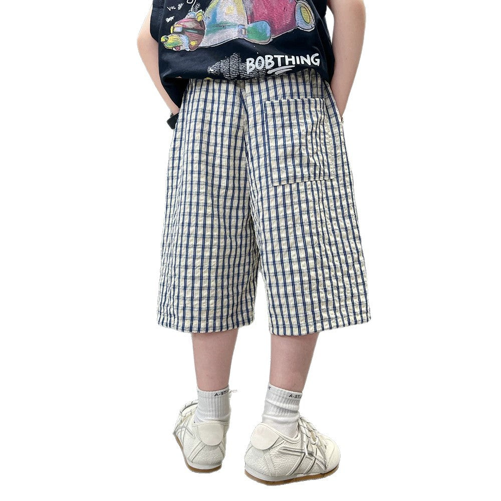 Casual Stripe Shorts for Boys Lightweight Mid-Length Pants