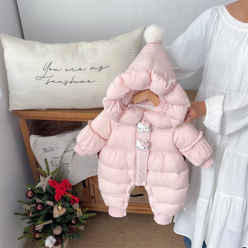 Cotton Onesie Infant Bodysuit Stylish Warm Thickened Baby Wrap Dress and Diaper Cover