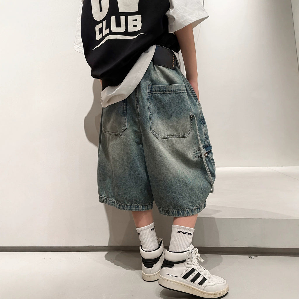 Denim Shorts for Boys Mid-Length Pants Trendy Cool