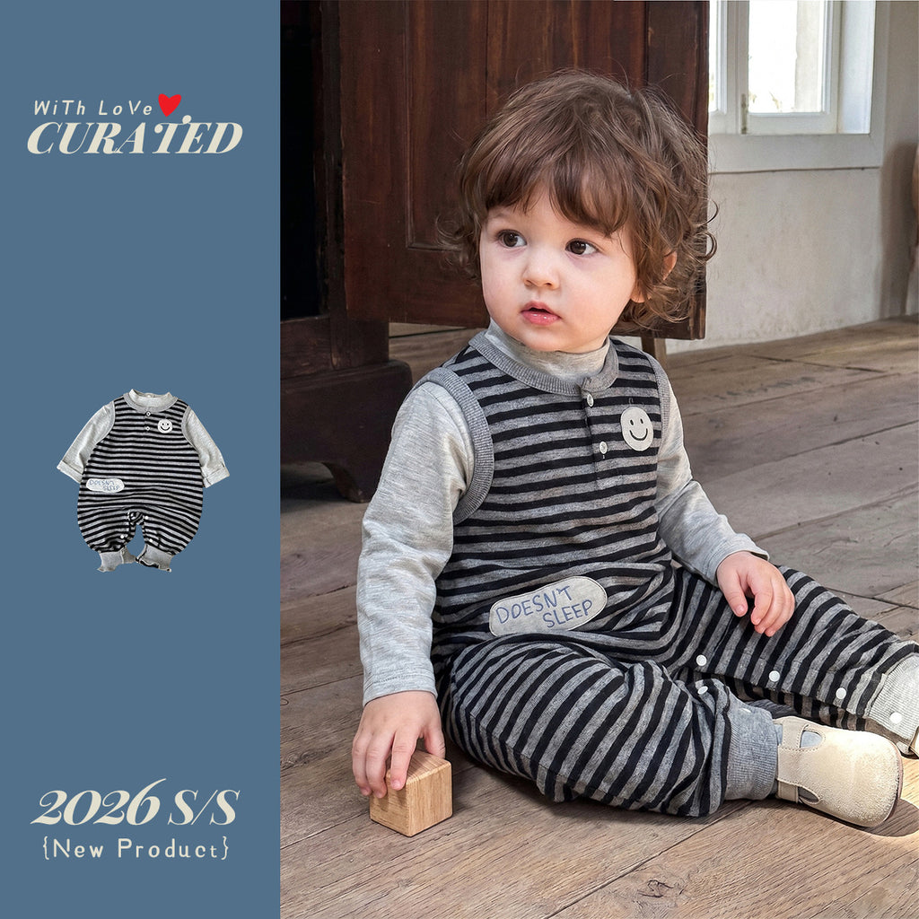 Casual  Overalls Set for Boys Stripe Two-Piece Outfit, Toddler Boy Clothes