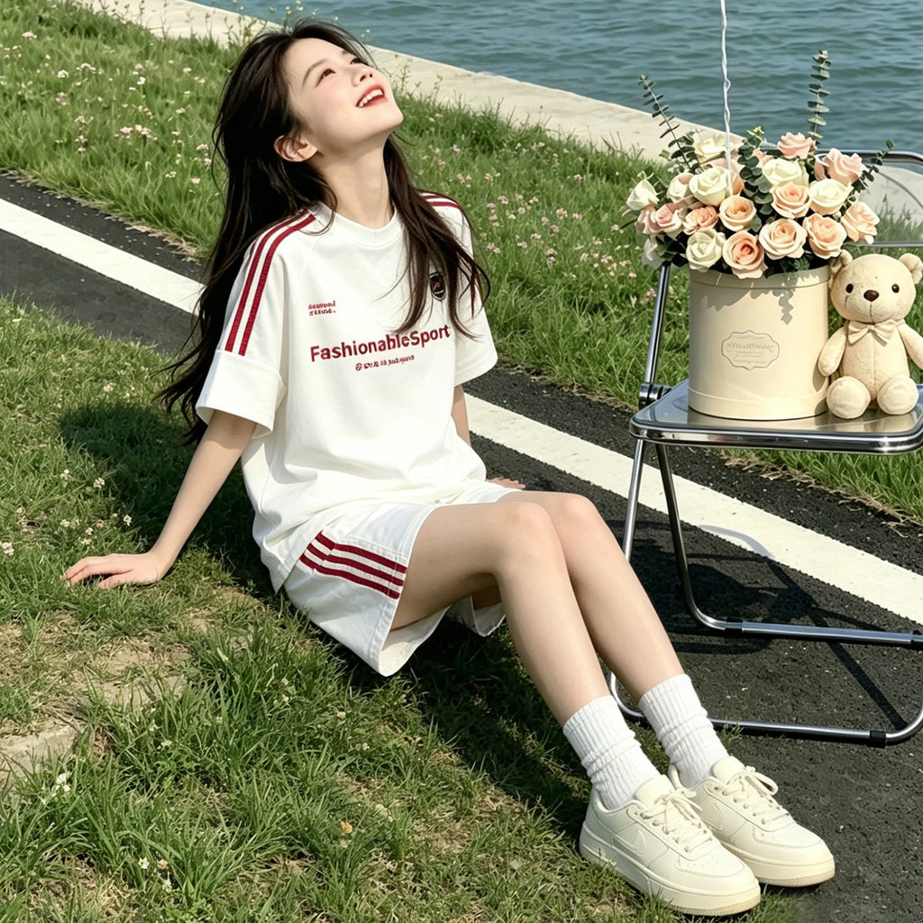 Cute Girls' Set, Short Sleeve Casual Two-Piece