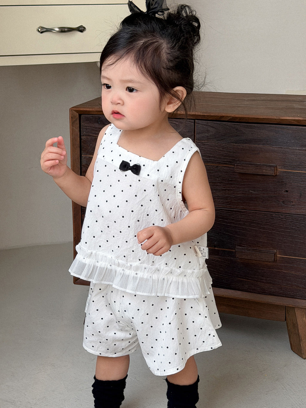 Polka Dot Outfit Loose Shorts Lightweight Wide Strap Tank Top for Girls Summer Clothes