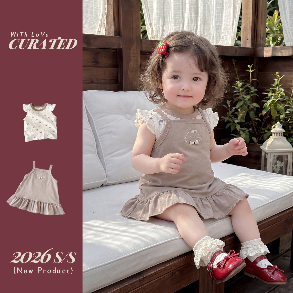 Baby Girl Overalls Dress Set, Lightweight and Stylish Sleeveless Two-Piece Outfit