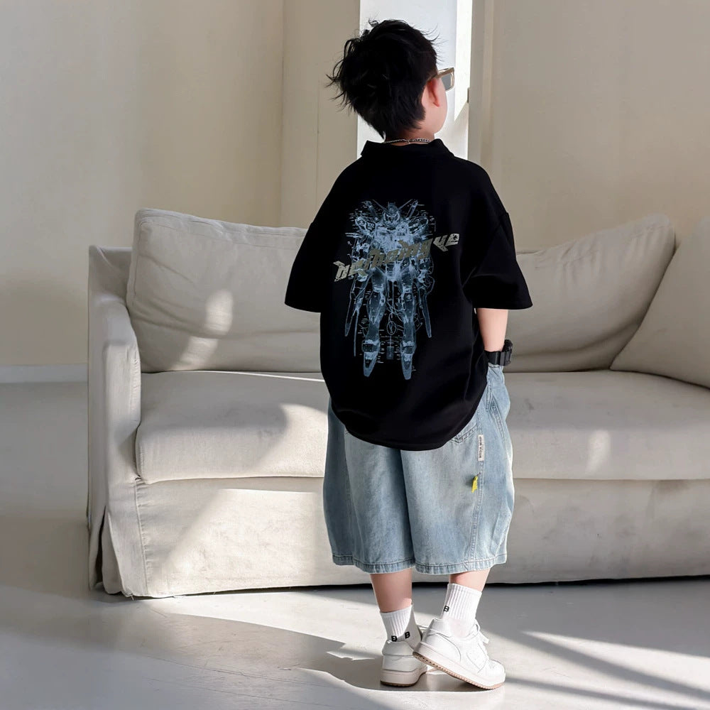Boy's Polo Shirt Short Sleeve T-Shirt Street Style  Casual Top for Kids