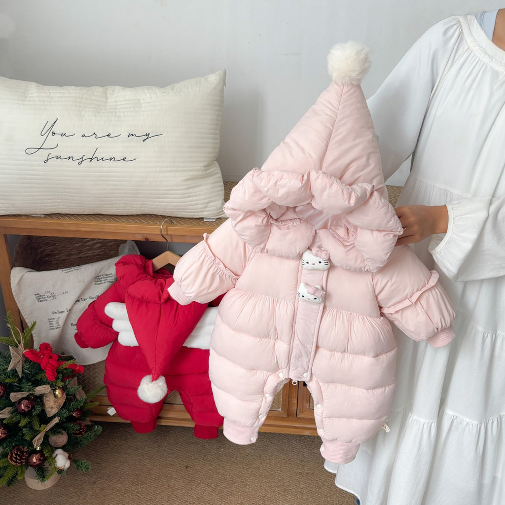 Cotton Onesie Infant Bodysuit Stylish Warm Thickened Baby Wrap Dress and Diaper Cover
