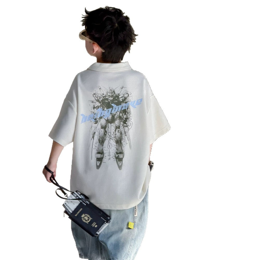 Boy's Polo Shirt Short Sleeve T-Shirt Street Style  Casual Top for Kids