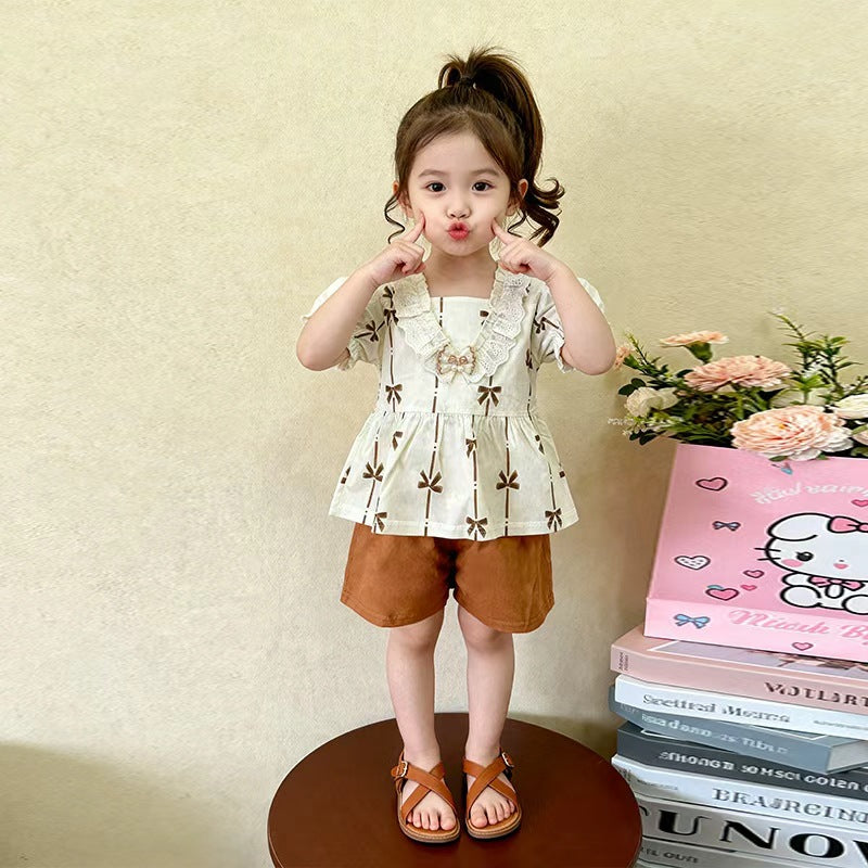 Children's summer short sleeved shorts two-piece set for babies