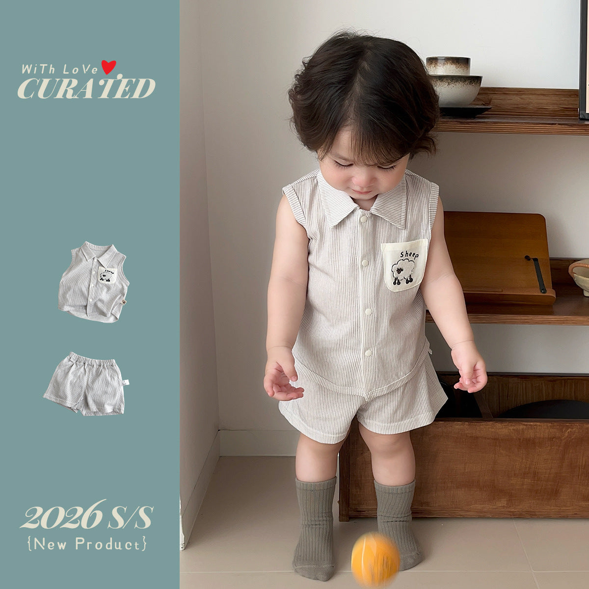 Outfit A-Class Lightweight Sleeveless Striped Shirt and Thin Shorts Summer Clothes