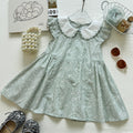 Cute Deer Print Peter Pan Collar Flutter Sleeve Dress for Girls