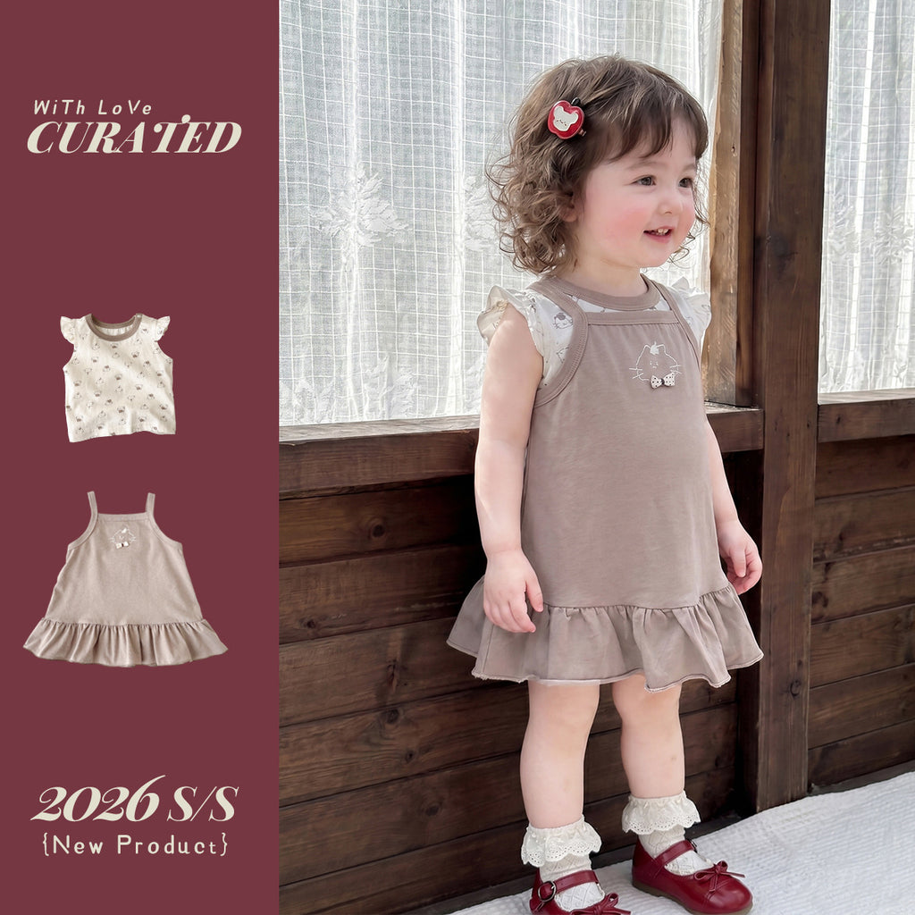 Baby Girl Overalls Dress Set, Lightweight and Stylish Sleeveless Two-Piece Outfit