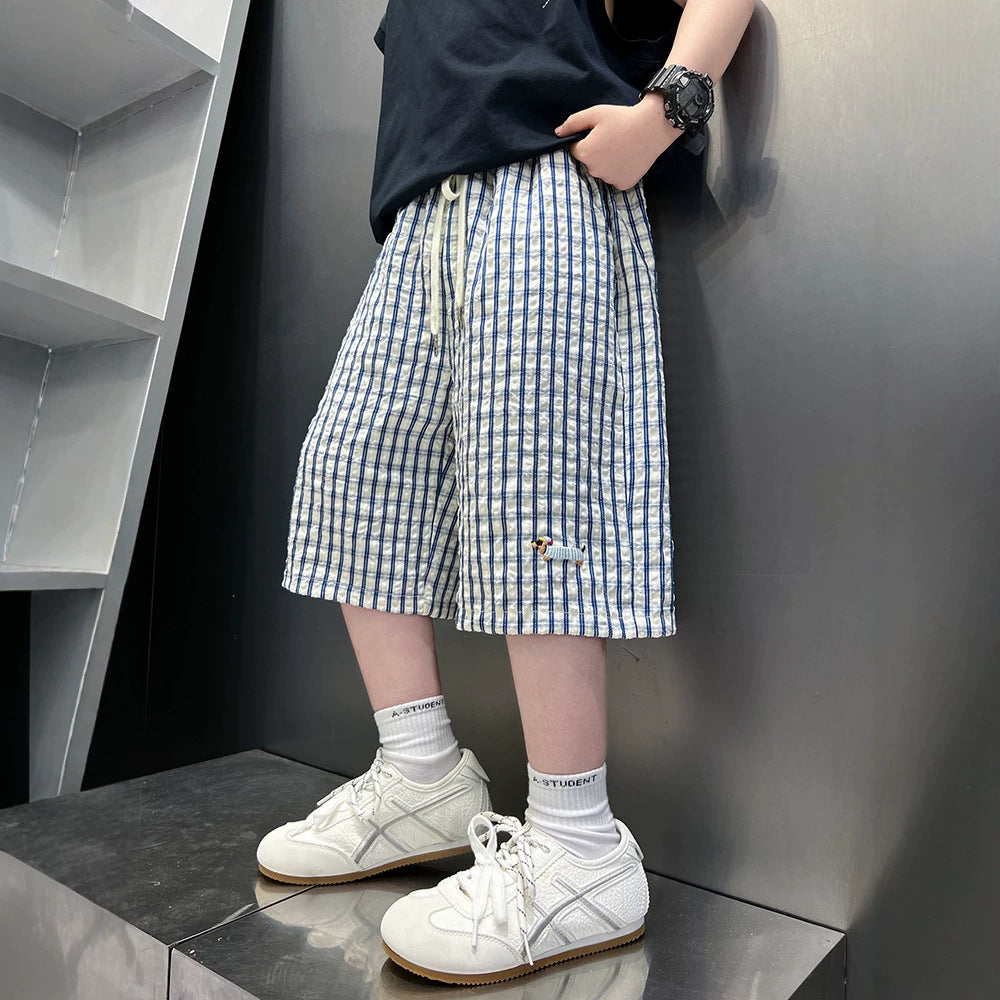 Casual Stripe Shorts for Boys Lightweight Mid-Length Pants