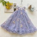 Pastel Color Bow Lace Dress for Girls, Flower Sleeveless Sequin Princess Dress