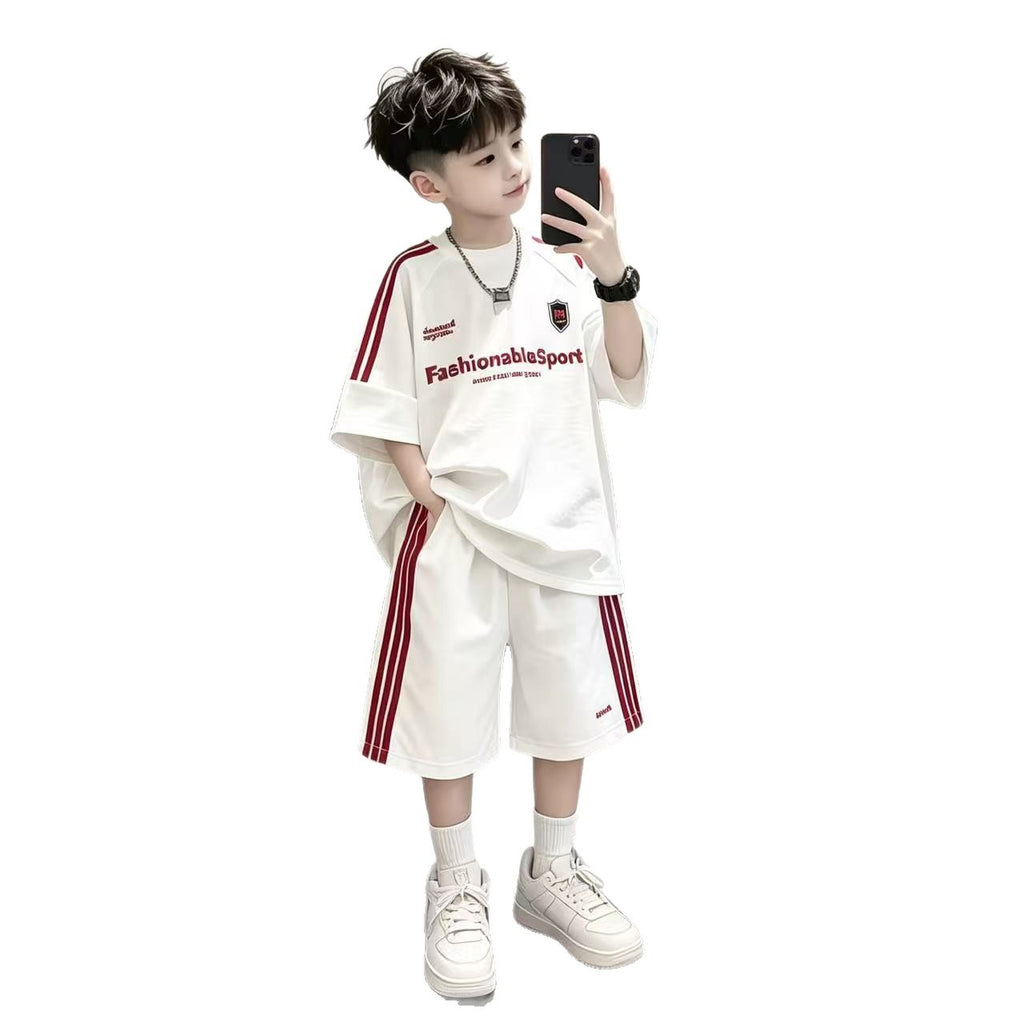 Boy's Set Casual Sporty Street Style Short Sleeve and Shorts for Kids