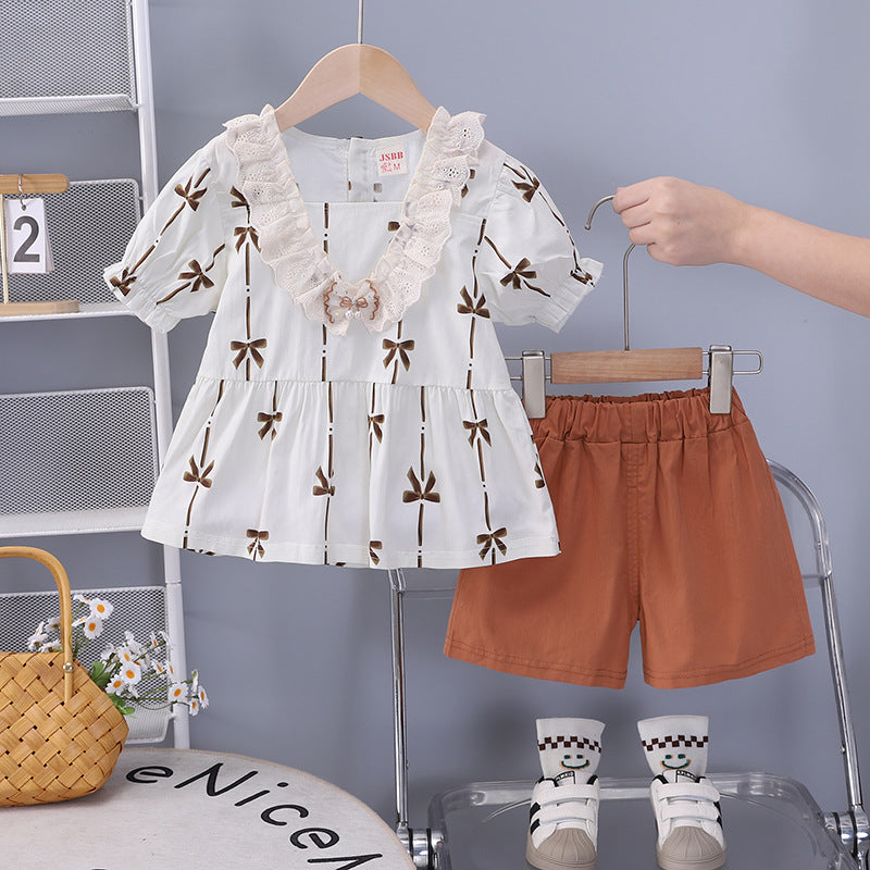 Children's summer short sleeved shorts two-piece set for babies