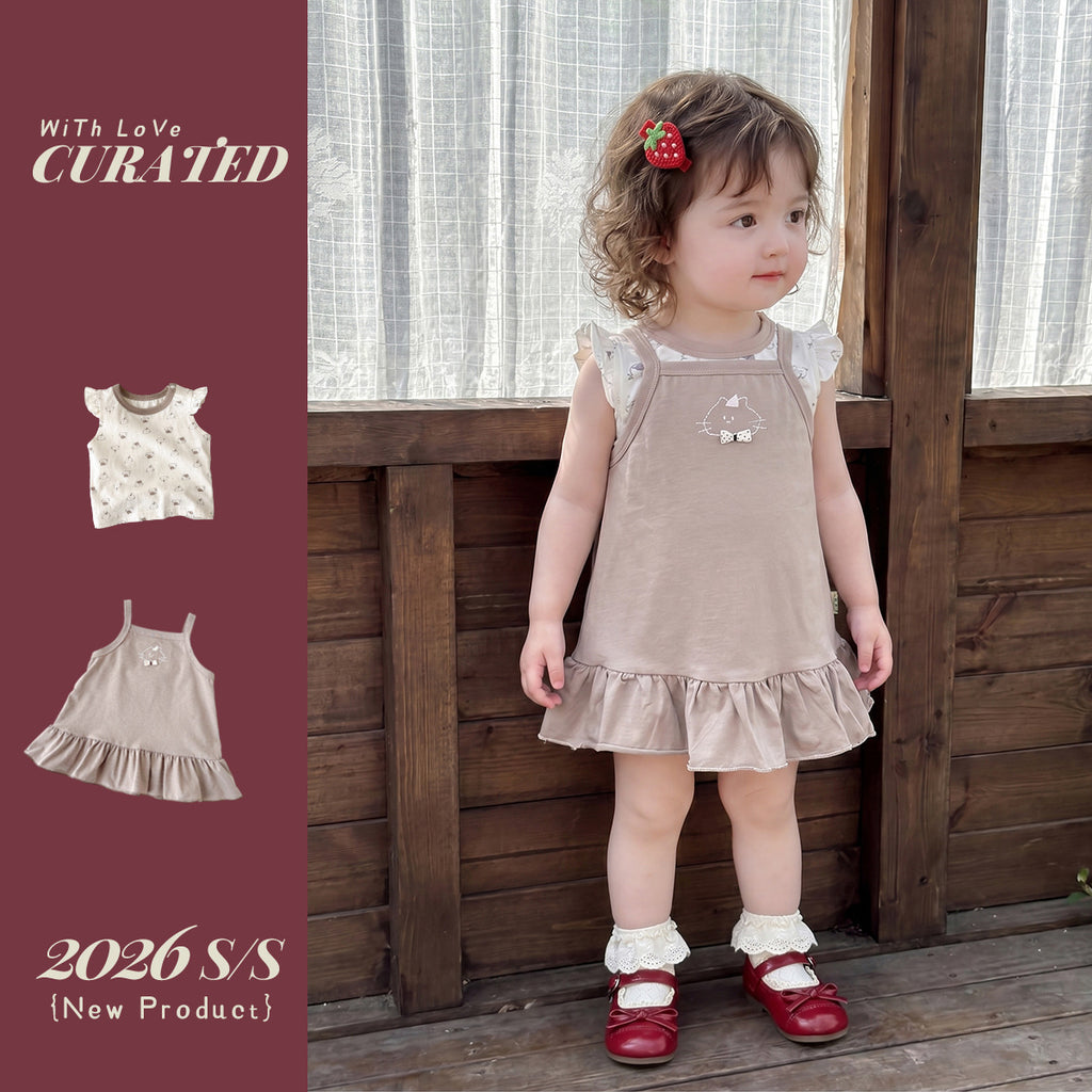 Baby Girl Overalls Dress Set, Lightweight and Stylish Sleeveless Two-Piece Outfit