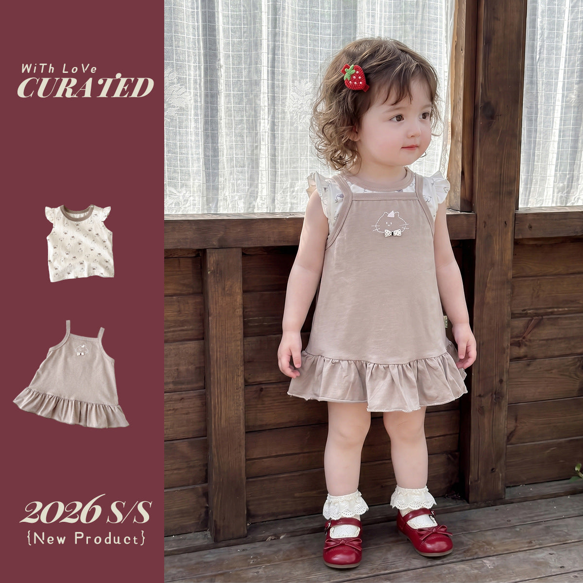 Baby Girl Overalls Dress Set, Lightweight and Stylish Sleeveless Two-Piece Outfit