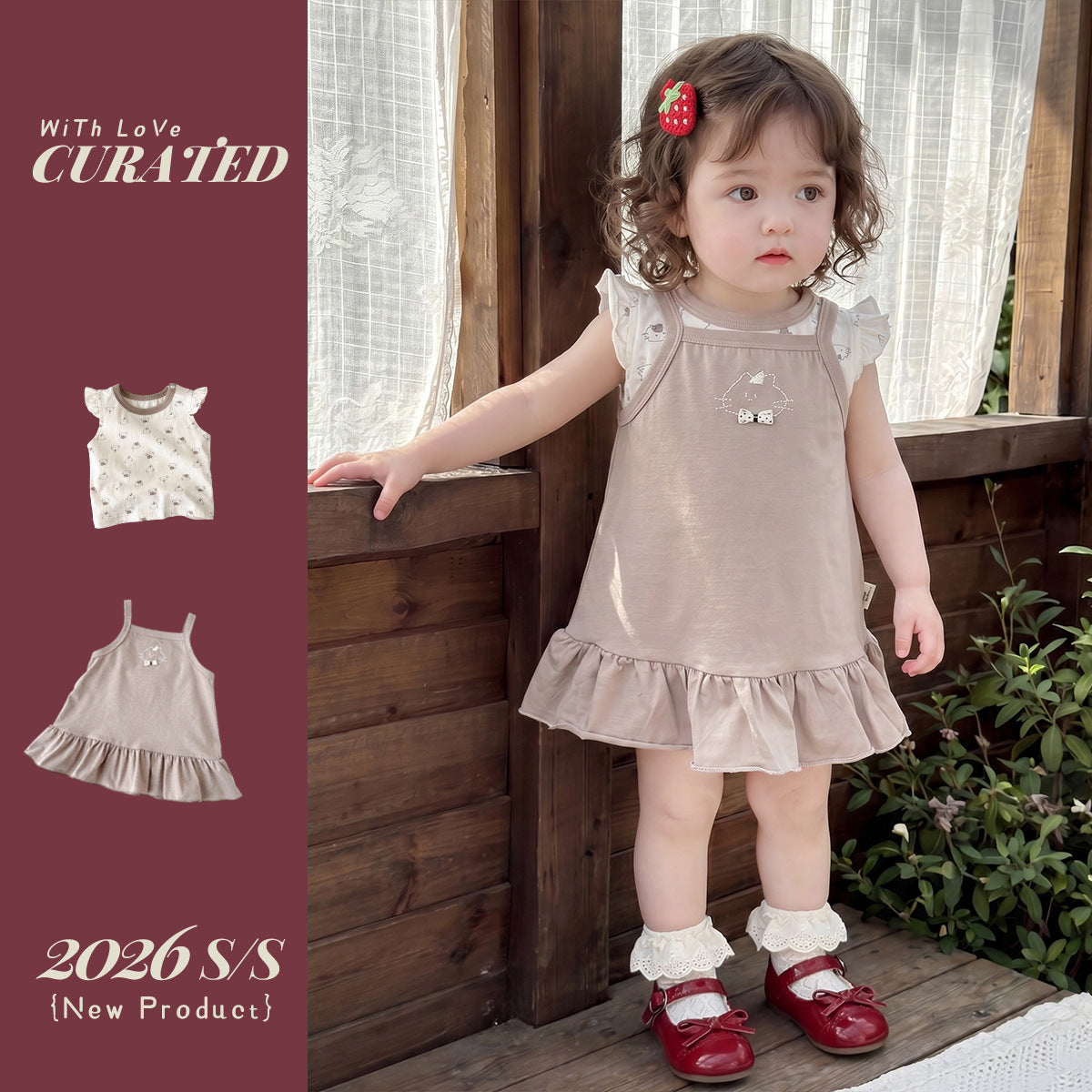 Baby Girl Overalls Dress Set, Lightweight and Stylish Sleeveless Two-Piece Outfit
