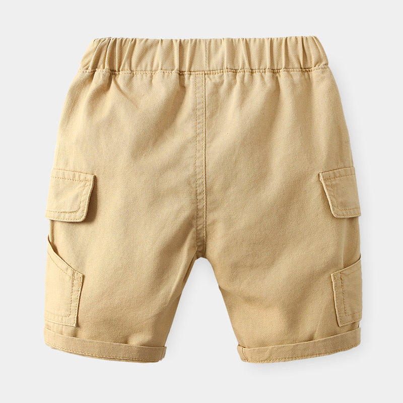 Boy's Five-Panel Shorts Solid Color Casual Short Pants for Kids Mid-Length Pants Wholesale
