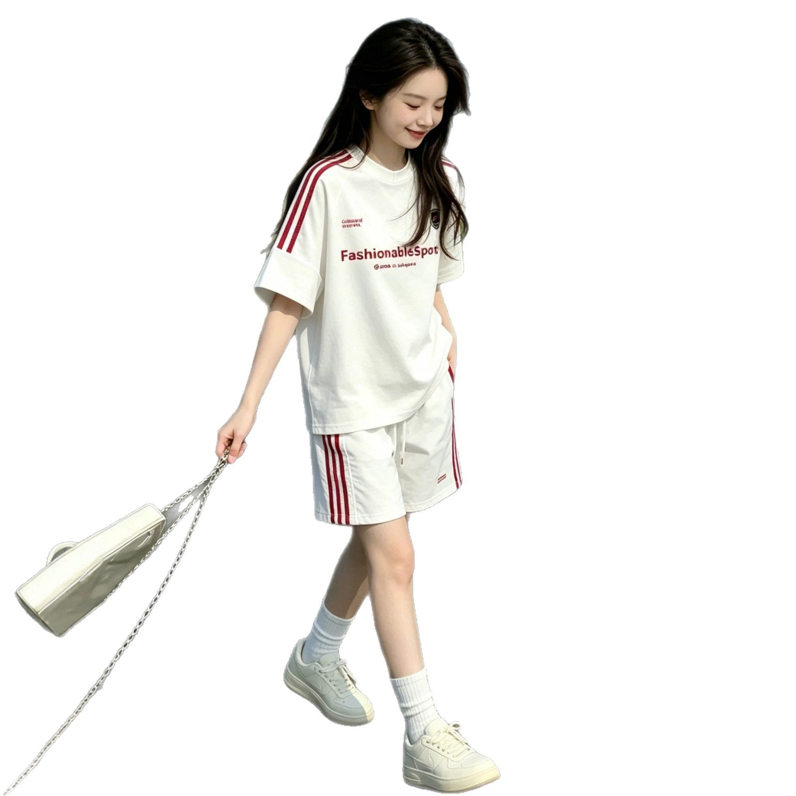 Cute Girls' Set, Short Sleeve Casual Two-Piece