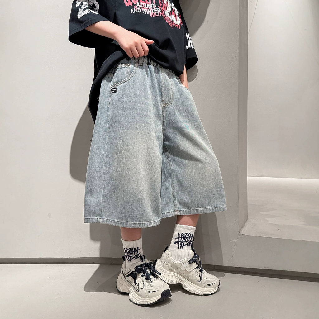 Casual Denim Shorts for Boys Mid-Length Pants