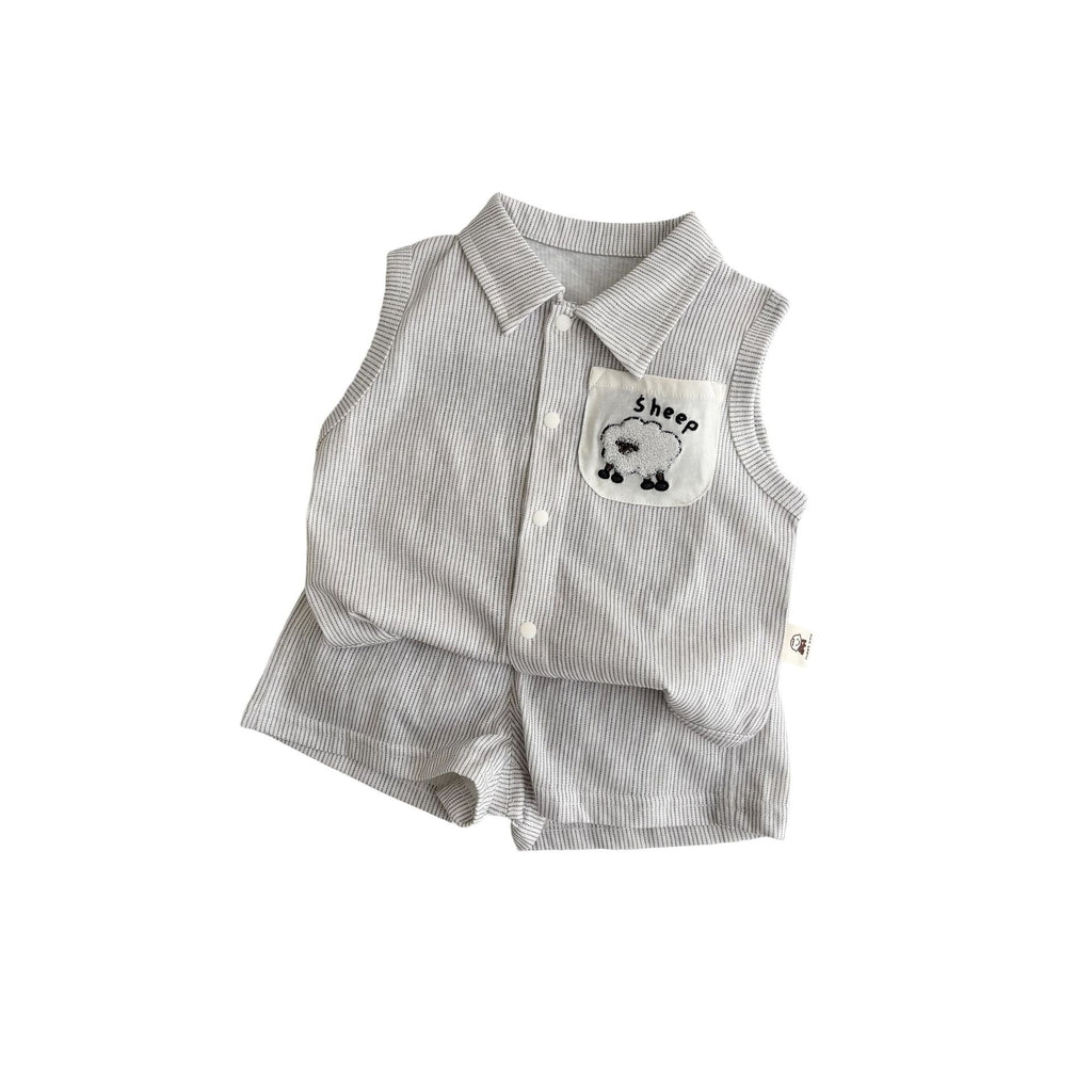 Outfit A-Class Lightweight Sleeveless Striped Shirt and Thin Shorts Summer Clothes