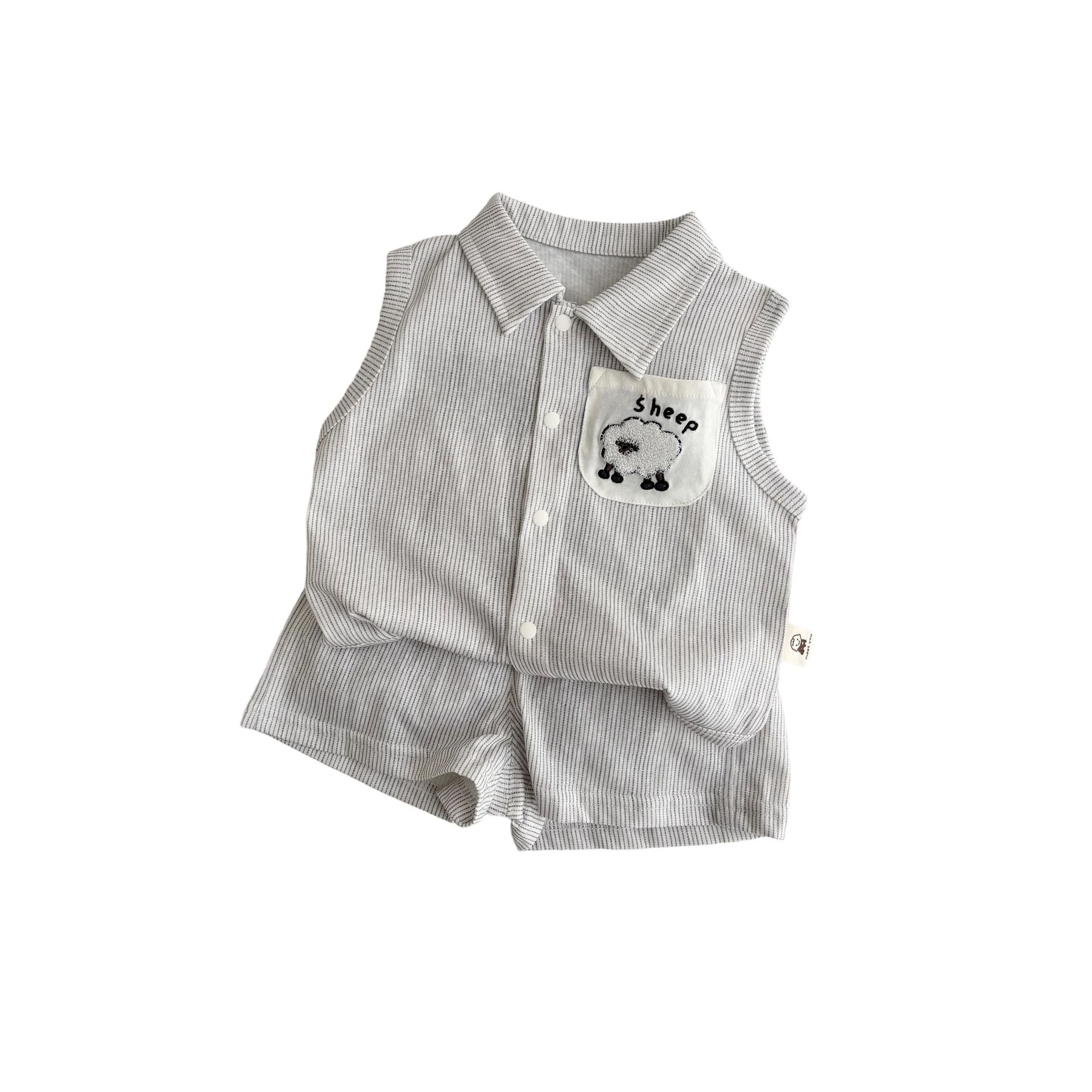 Outfit A-Class Lightweight Sleeveless Striped Shirt and Thin Shorts Summer Clothes