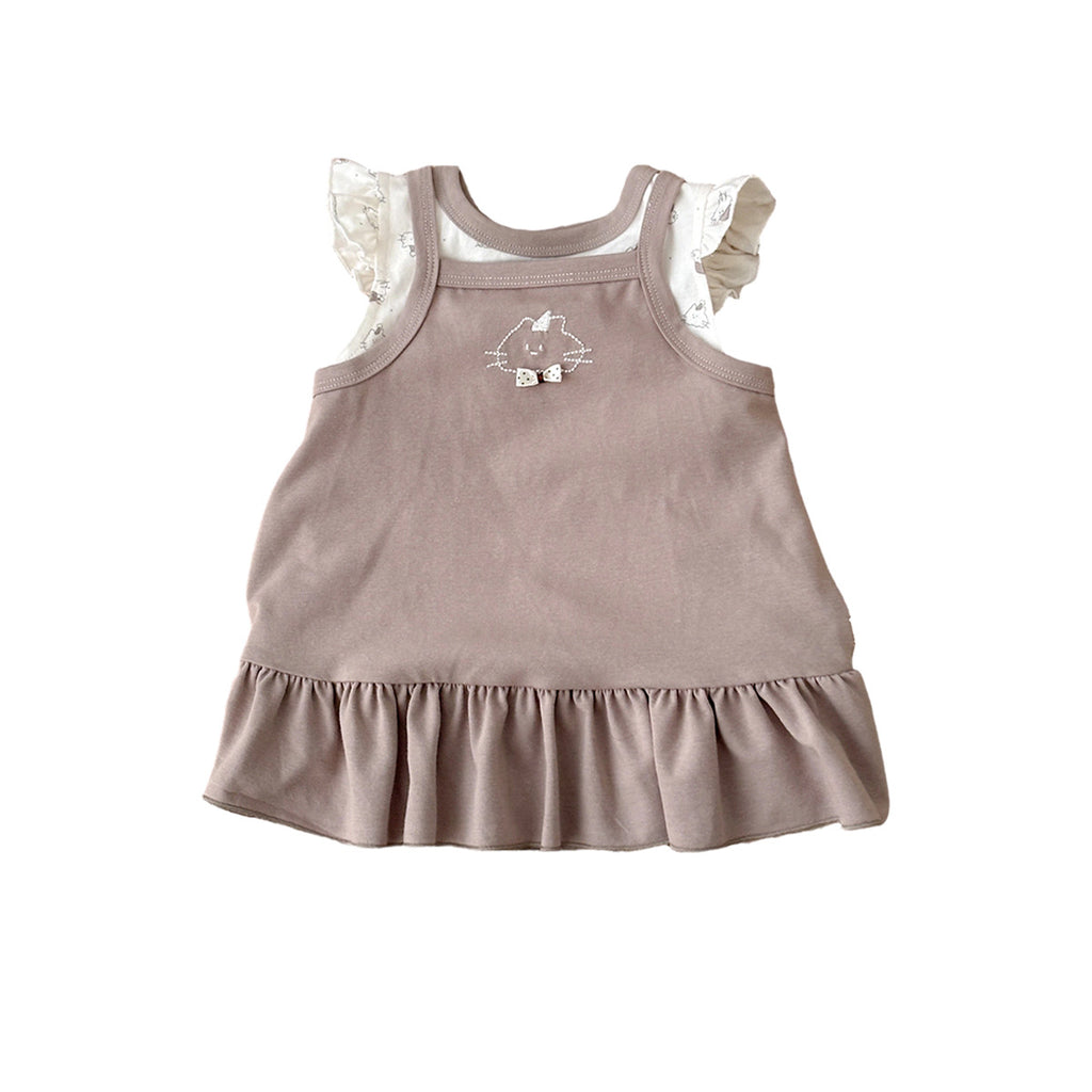 Baby Girl Overalls Dress Set, Lightweight and Stylish Sleeveless Two-Piece Outfit