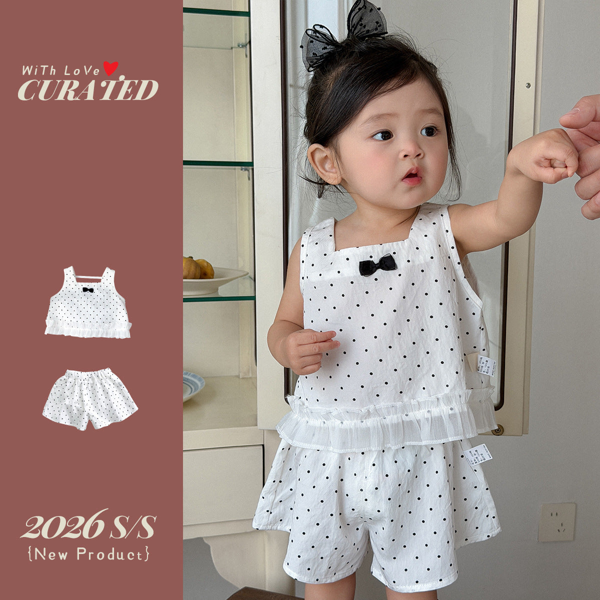 Polka Dot Outfit Loose Shorts Lightweight Wide Strap Tank Top for Girls Summer Clothes
