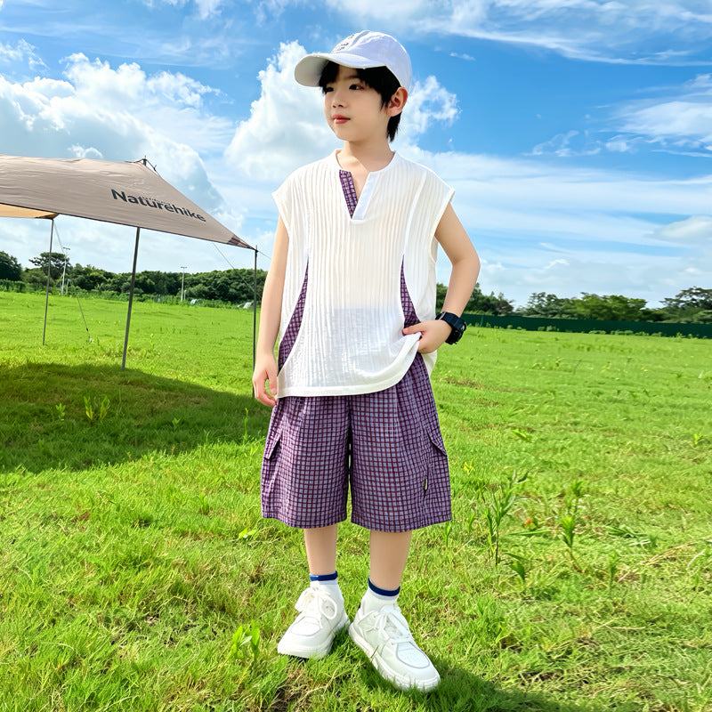 Boy's Sleeveless Vest and Shorts Set