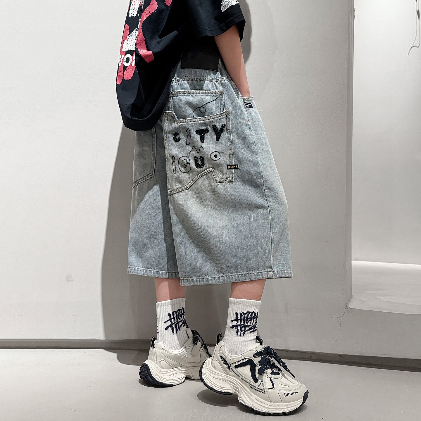 Casual Denim Shorts for Boys Mid-Length Pants