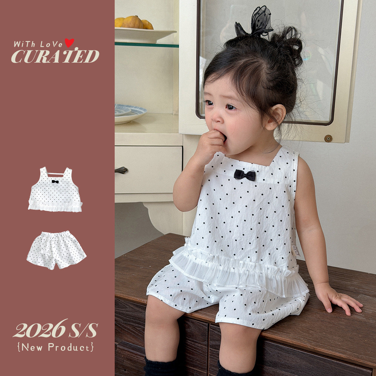 Polka Dot Outfit Loose Shorts Lightweight Wide Strap Tank Top for Girls Summer Clothes