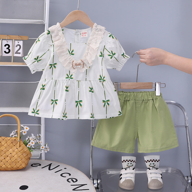 Children's summer short sleeved shorts two-piece set for babies