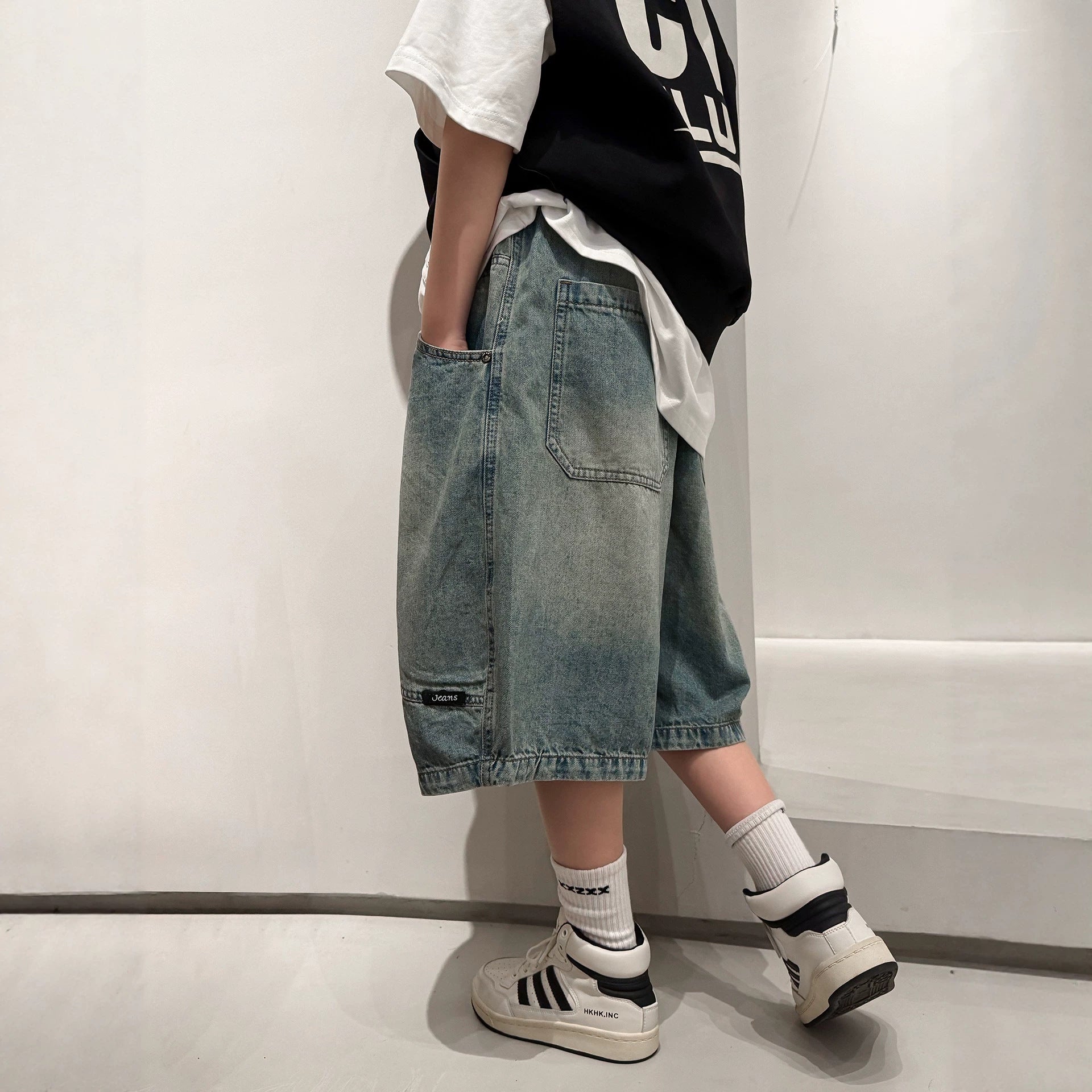 Denim Shorts for Boys Mid-Length Pants Trendy Cool