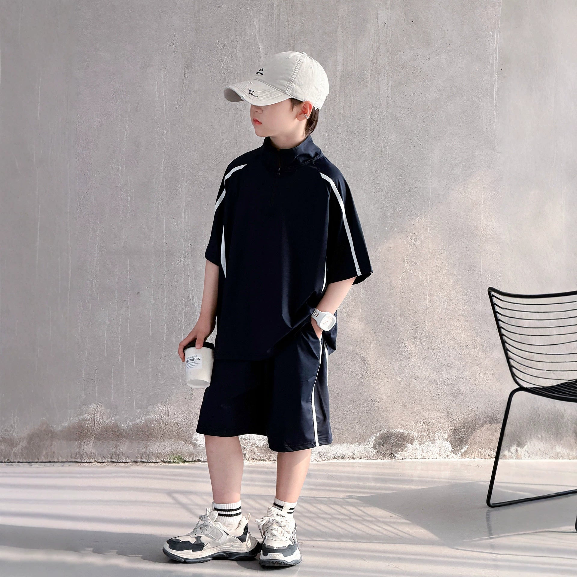 Boy's Outfit Set, Short Sleeve Two-Piece Set for Kids
