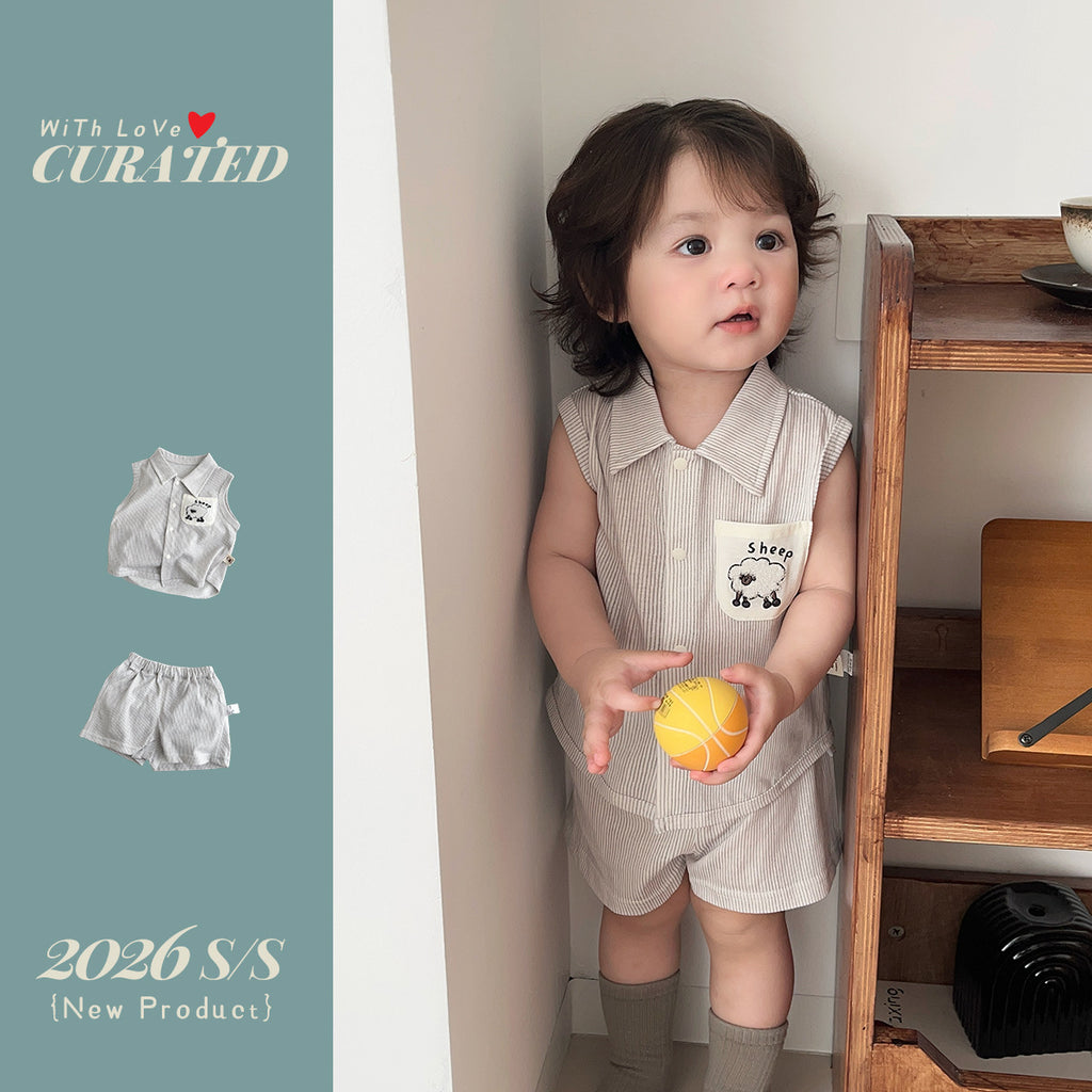 Outfit A-Class Lightweight Sleeveless Striped Shirt and Thin Shorts Summer Clothes