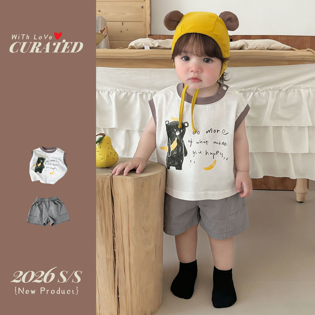 Comfortable Cargo Pants Two-Piece Set for Boys, Cool Sensation Outfit Kids Summer Clothing Set