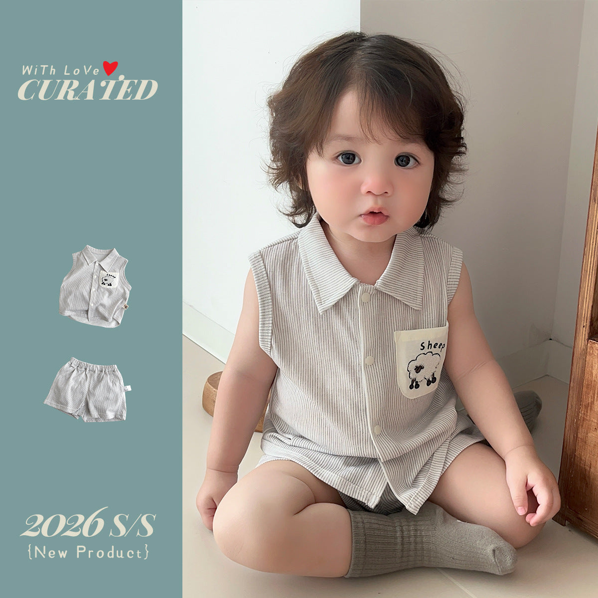 Outfit A-Class Lightweight Sleeveless Striped Shirt and Thin Shorts Summer Clothes