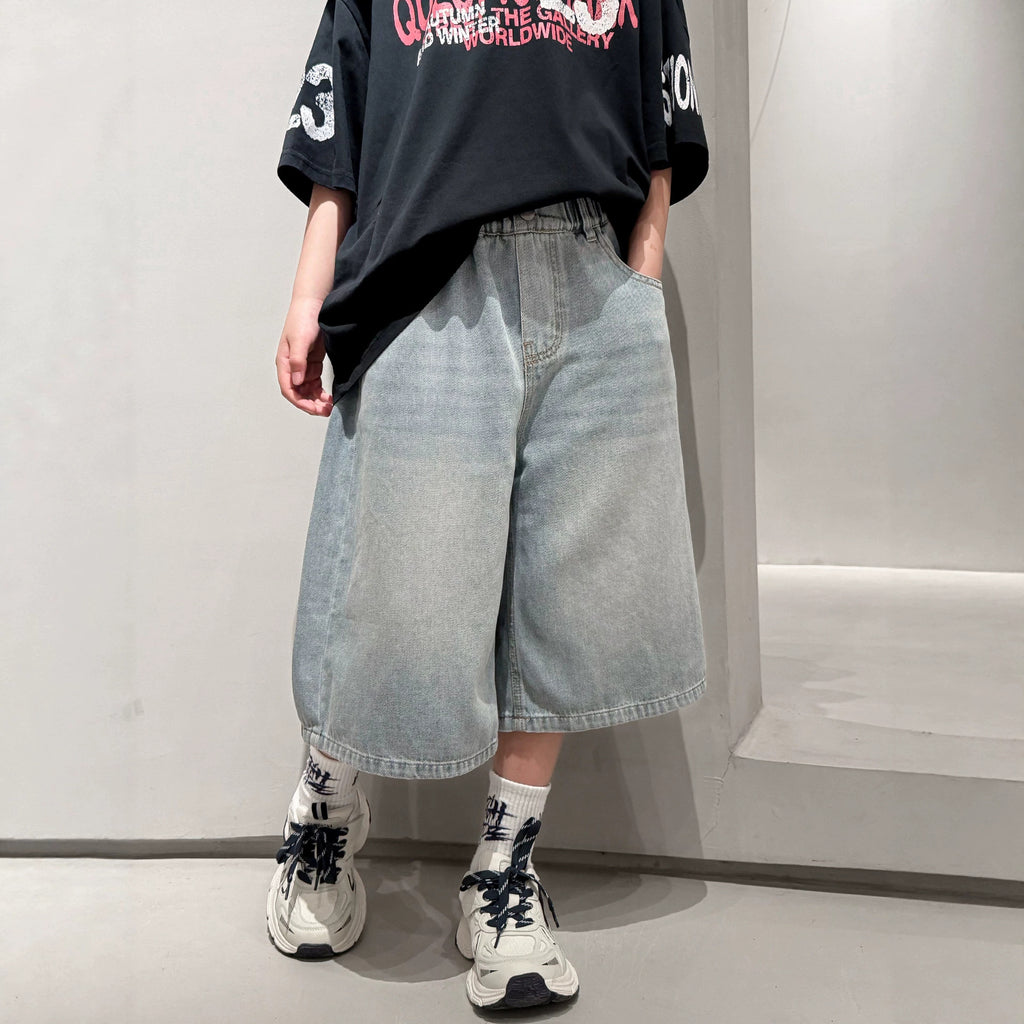 Casual Denim Shorts for Boys Mid-Length Pants