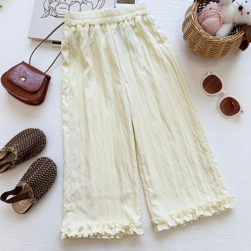Girls' Ruffle Sleeveless Top Set Pants Two-Piece Set