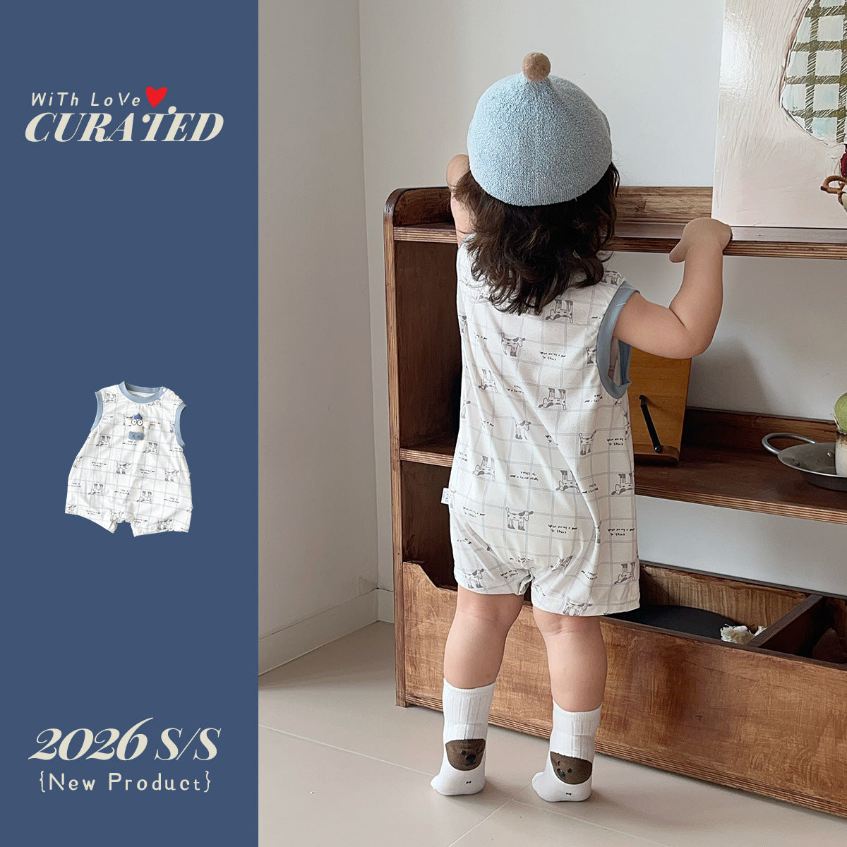 Lightweight Romper, Sleeveless Plaid 3D Doll T-Crawler Toddler Summer Outfit