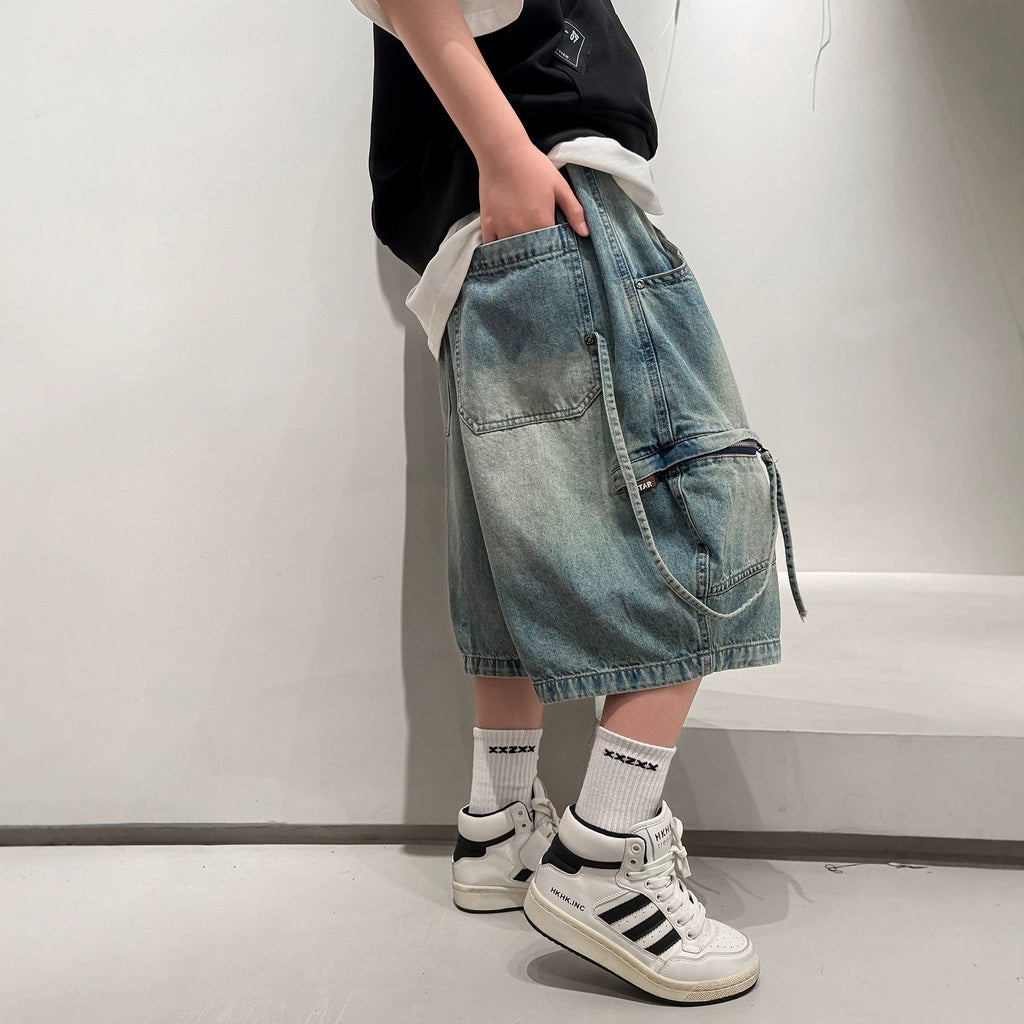 Denim Shorts for Boys Mid-Length Pants Trendy Cool