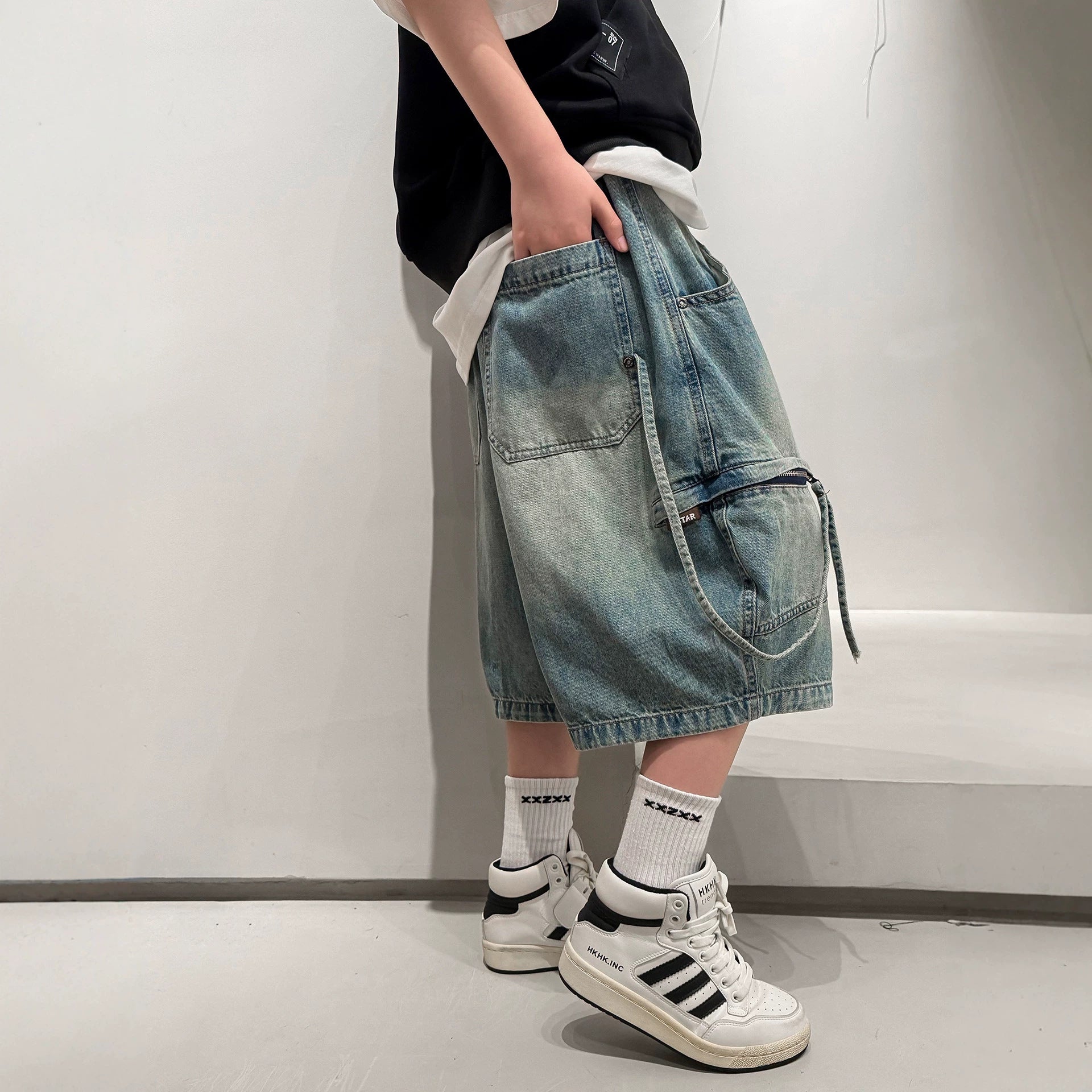 Denim Shorts for Boys Mid-Length Pants Trendy Cool
