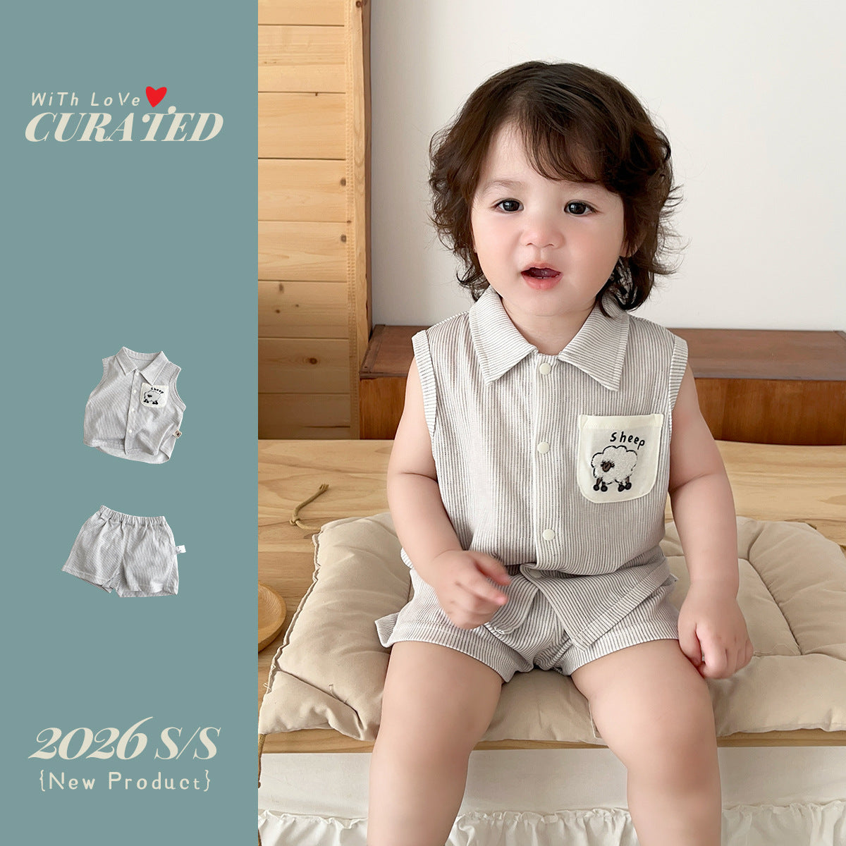 Outfit A-Class Lightweight Sleeveless Striped Shirt and Thin Shorts Summer Clothes