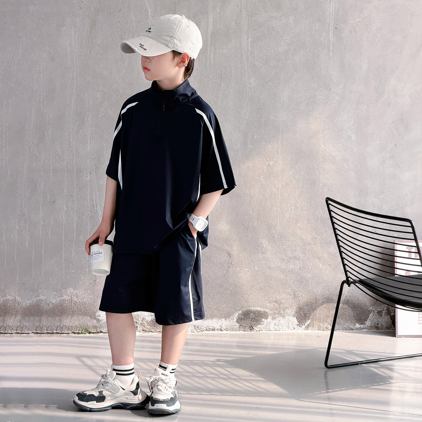 Boy's Outfit Set, Short Sleeve Two-Piece Set for Kids