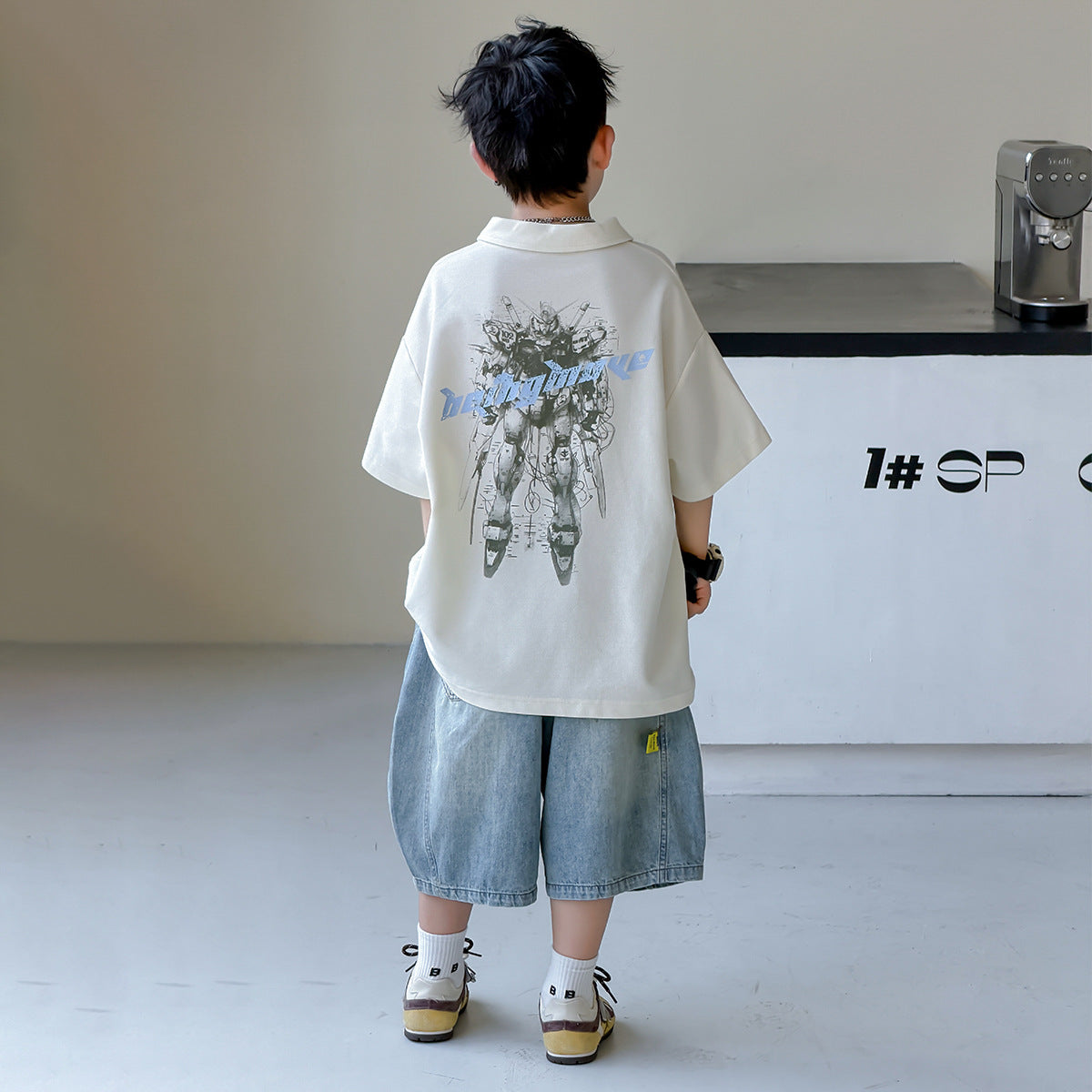 Boy's Polo Shirt Short Sleeve T-Shirt Street Style  Casual Top for Kids
