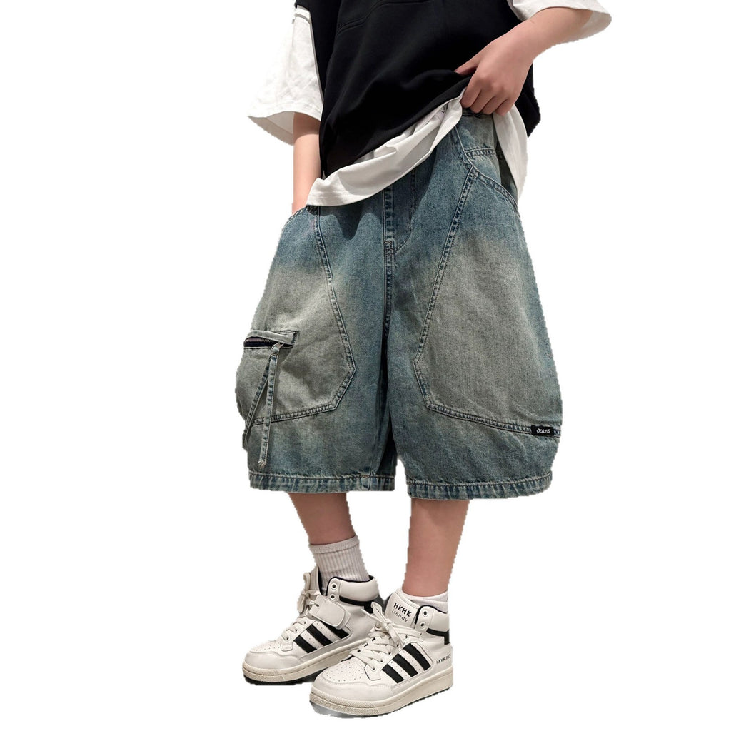 Denim Shorts for Boys Mid-Length Pants Trendy Cool